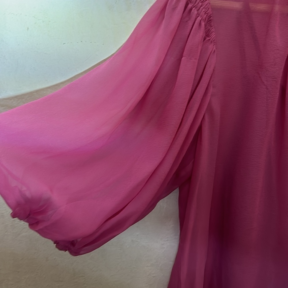 Rebecca Taylor Silk Bow Blouse In Azalea Size Small - Picture 6 of 8